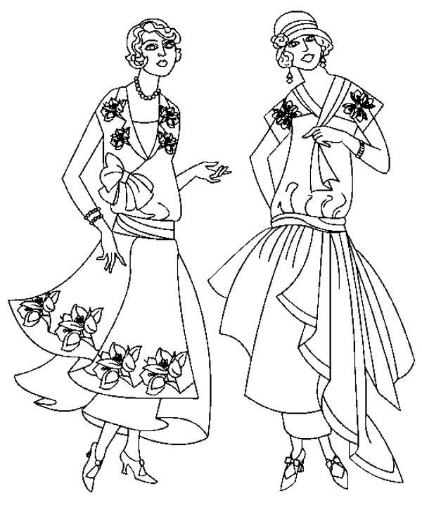 600x718 Twin Fashion Model Coloring Page Coloring Pages