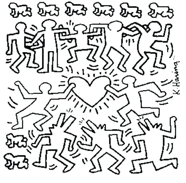 600x590 Modern Art Colouring Pages Coloring Haring Drawing