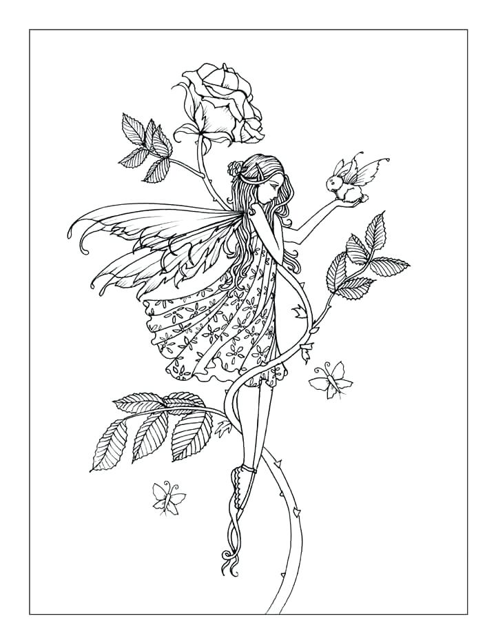 720x932 Fairy Coloring Page Free Rose Fairy With Tiny Winged Bunny Free
