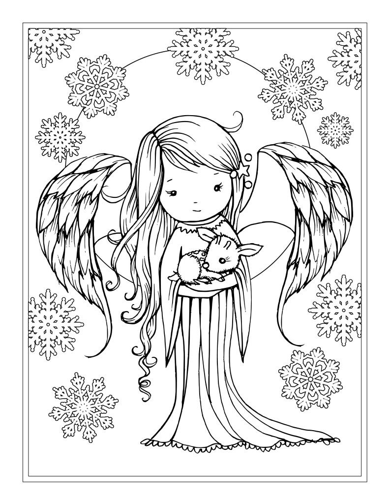 791x1024 Awesome Angel Coloring Page