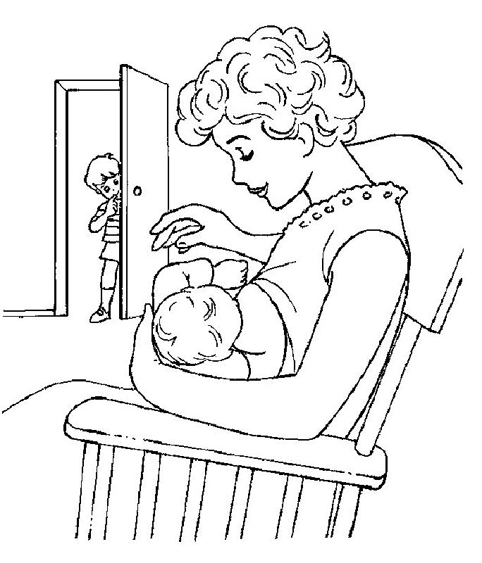 684x800 Baby Sleeping With Her Mom Coloring Pages