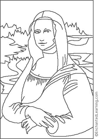 340x472 Leonardo Da Vinci Mona Lisa Coloring Page