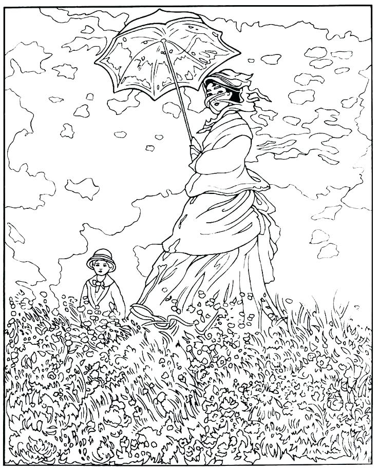 736x916 Monet Coloring Pages Coloring Pages Woman With A Parasol
