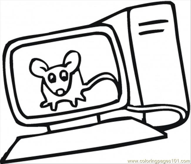 650x558 Mouse In The Monitor Coloring Page