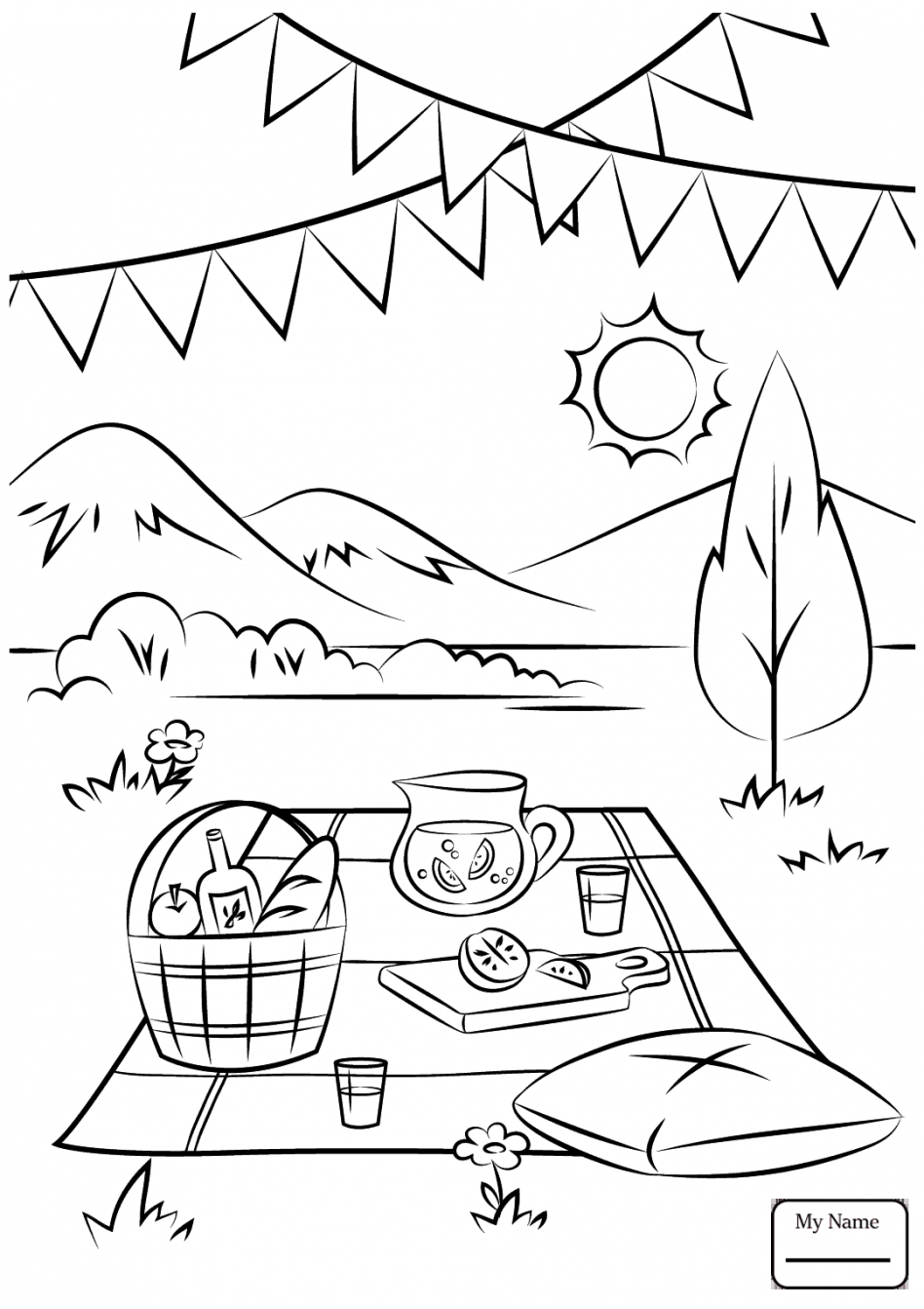 948x1342 Picnic Coloring Pages With Wallpapers Dual Monitor Picnic Coloring