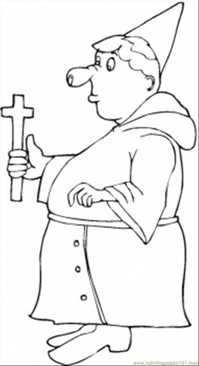650x1191 Fat Monk With Cross Coloring Page