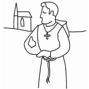 300x300 Monk Near Church Coloring Page