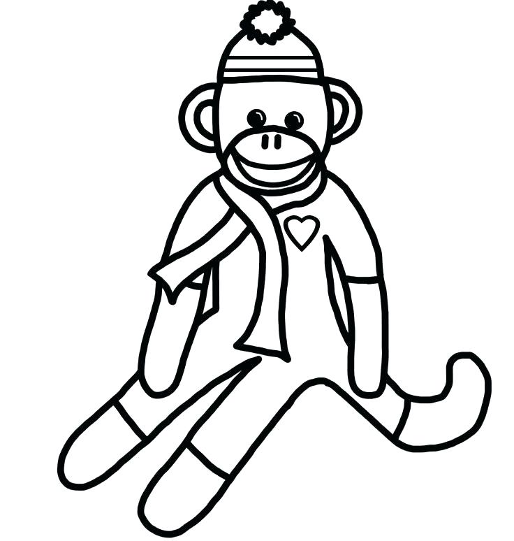 736x774 Coloring Pages Monkeys Monkey Coloring Pictures Modern Ideas Sock