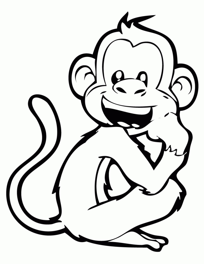 670x867 Monkey Coloring Pages Beautiful Smiling Monkey Coloring Page
