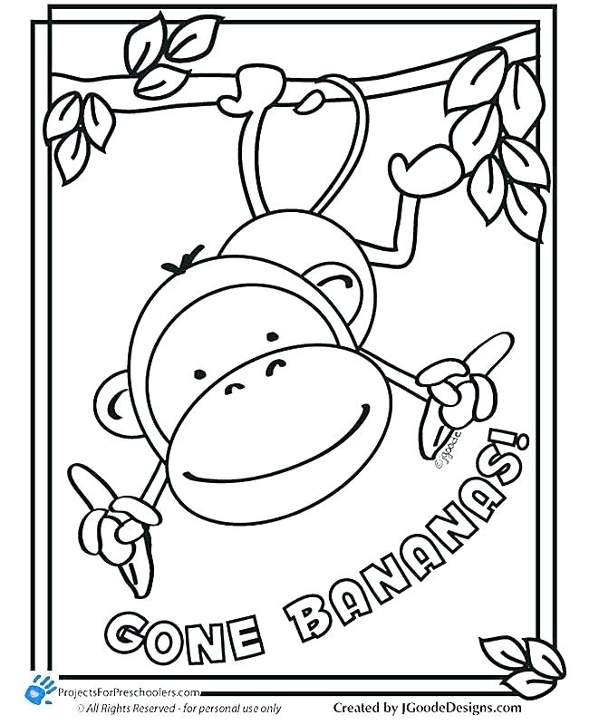 650x800 Coloring Pages Of A Monkey Beautiful Monkey Coloring Page Print