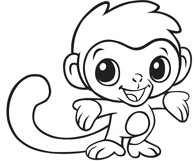 650x537 Monkey Coloring Pages For Preschoolers Medium Size Of Cute Monkey