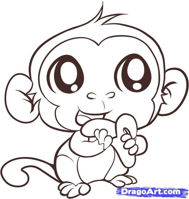 614x648 Baby Girl Monkey Coloring Pages Printable In Cure Draw Image
