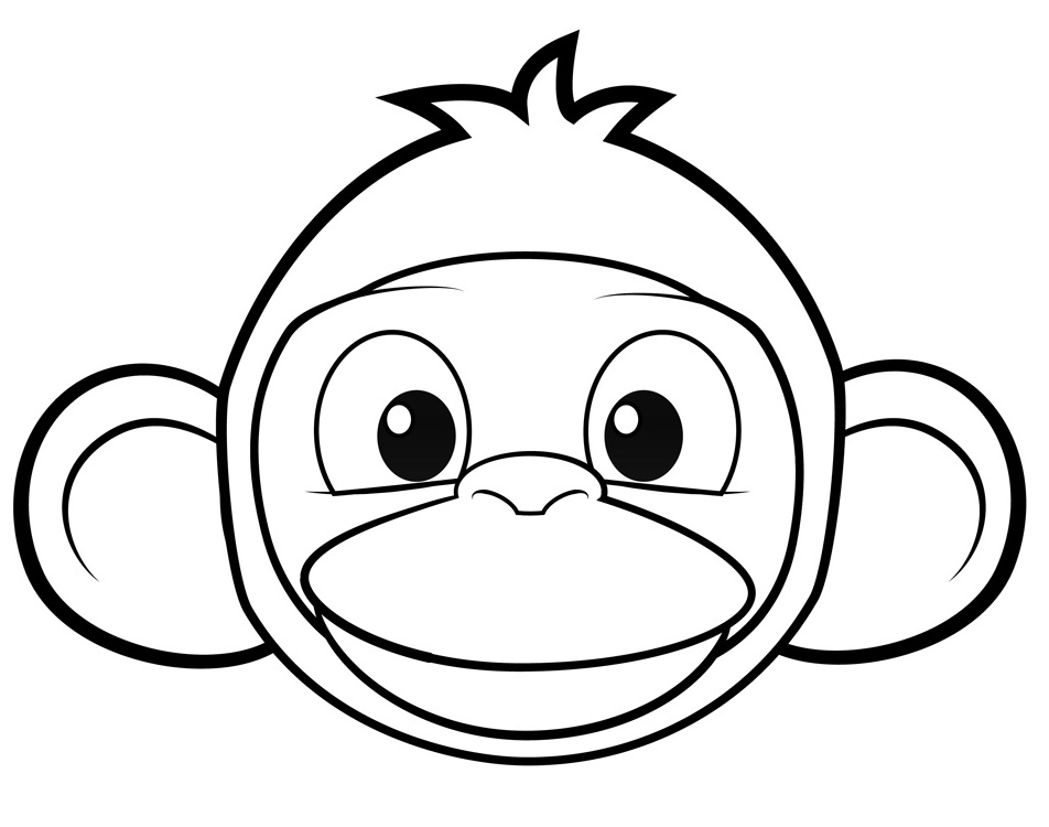952x750 Monkey Face Coloring Page