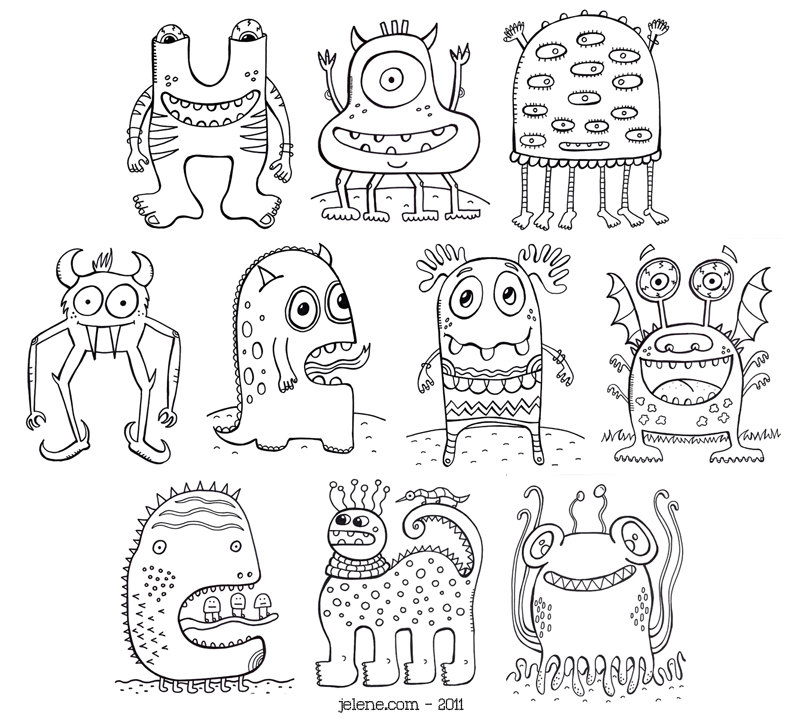 800x718 Silly Monster Coloring Pages Monster Coloring Pages With Excellent