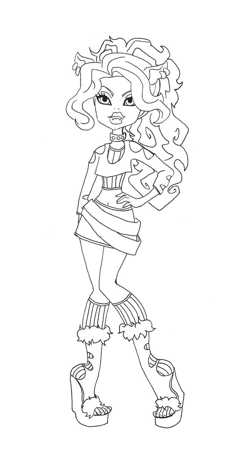 732x1449 Style Of Monster Clawdeen Wolf Coloring Pages Coloring Pages