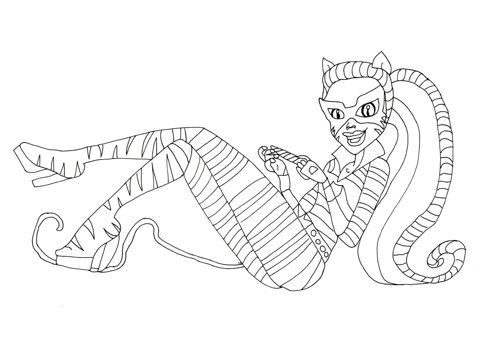 1600x1132 Stunning For Monster High Clawdeen Of Cat Coloring Page Style