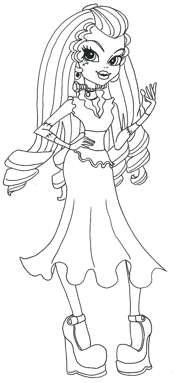 580x1222 Monster High Coloring Pages Frankie Stein Stein Monster High