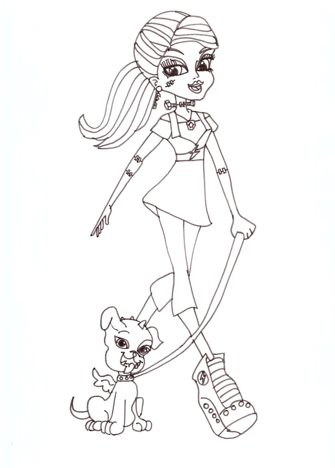 1144x1600 Monster High Free Printables Frankie Stein With Watzit Coloring
