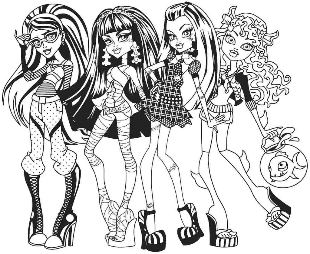 1024x839 Coloring Pages Monster High Coloring Pages Printable Print Full
