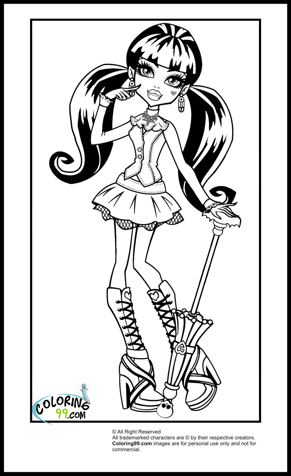 980x1600 Monster High Draculaura Coloring Pages Team Colors