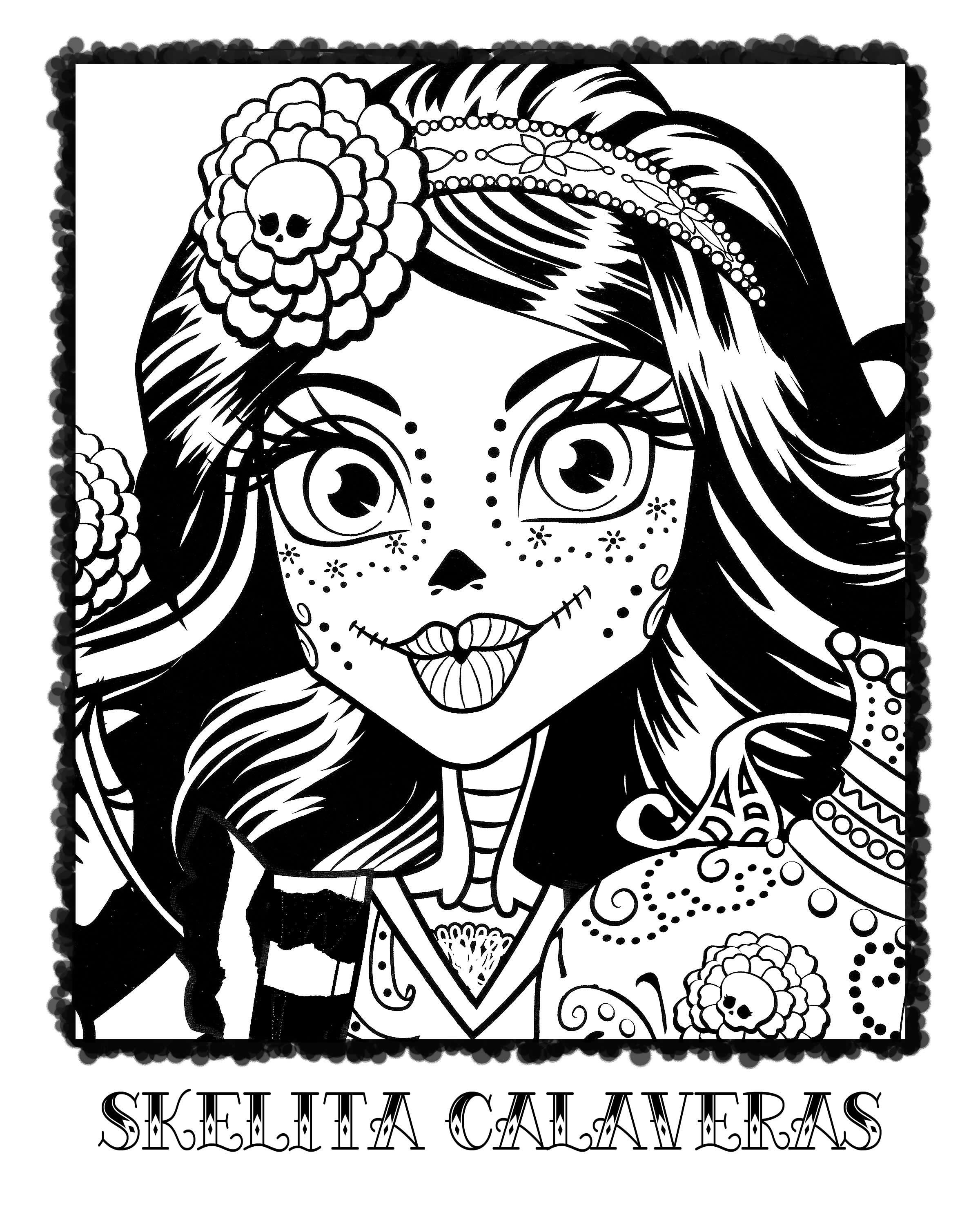 2400x3000 Skelita Calaveras Colouring Page