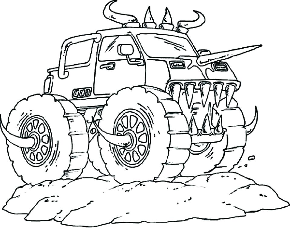 960x756 Monster Trucks Coloring Pages With Grave Digger Coloring Page
