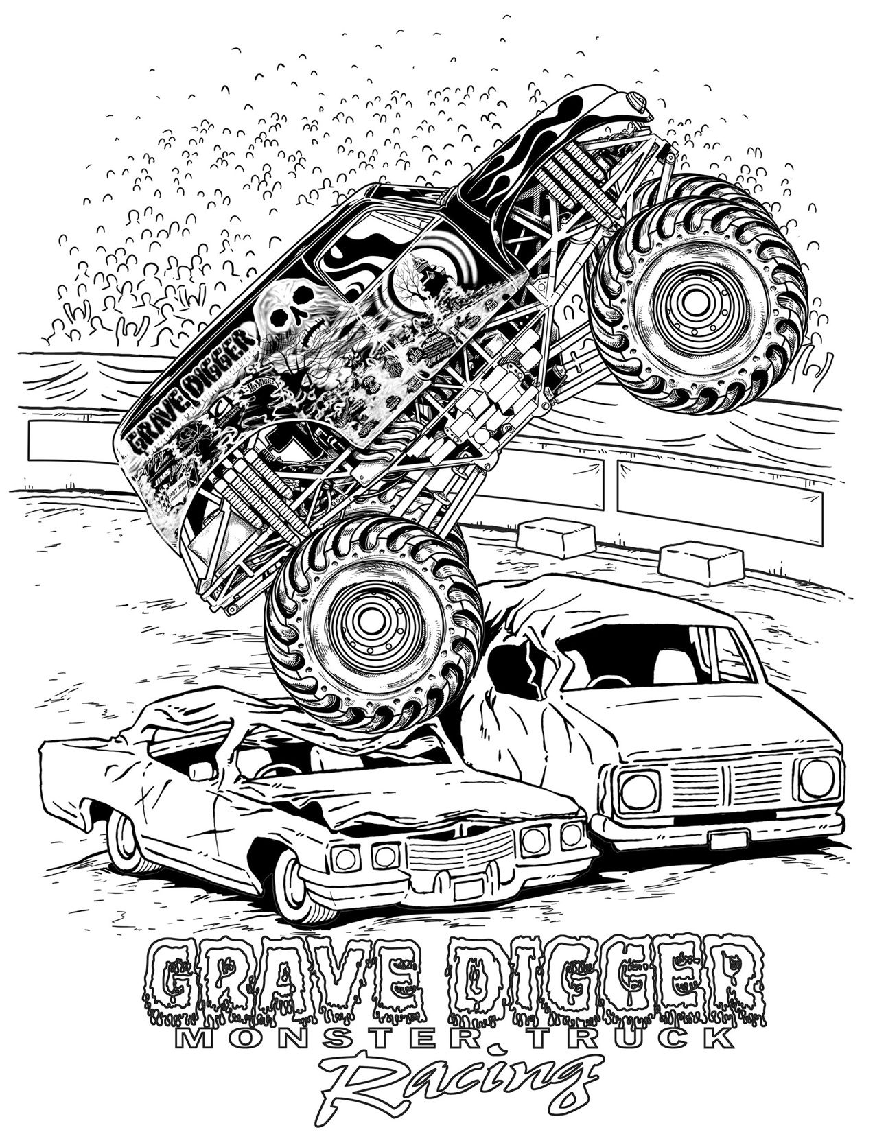 1275x1650 Monster Truck Coloring Pages Letscoloringpages Grave Digger