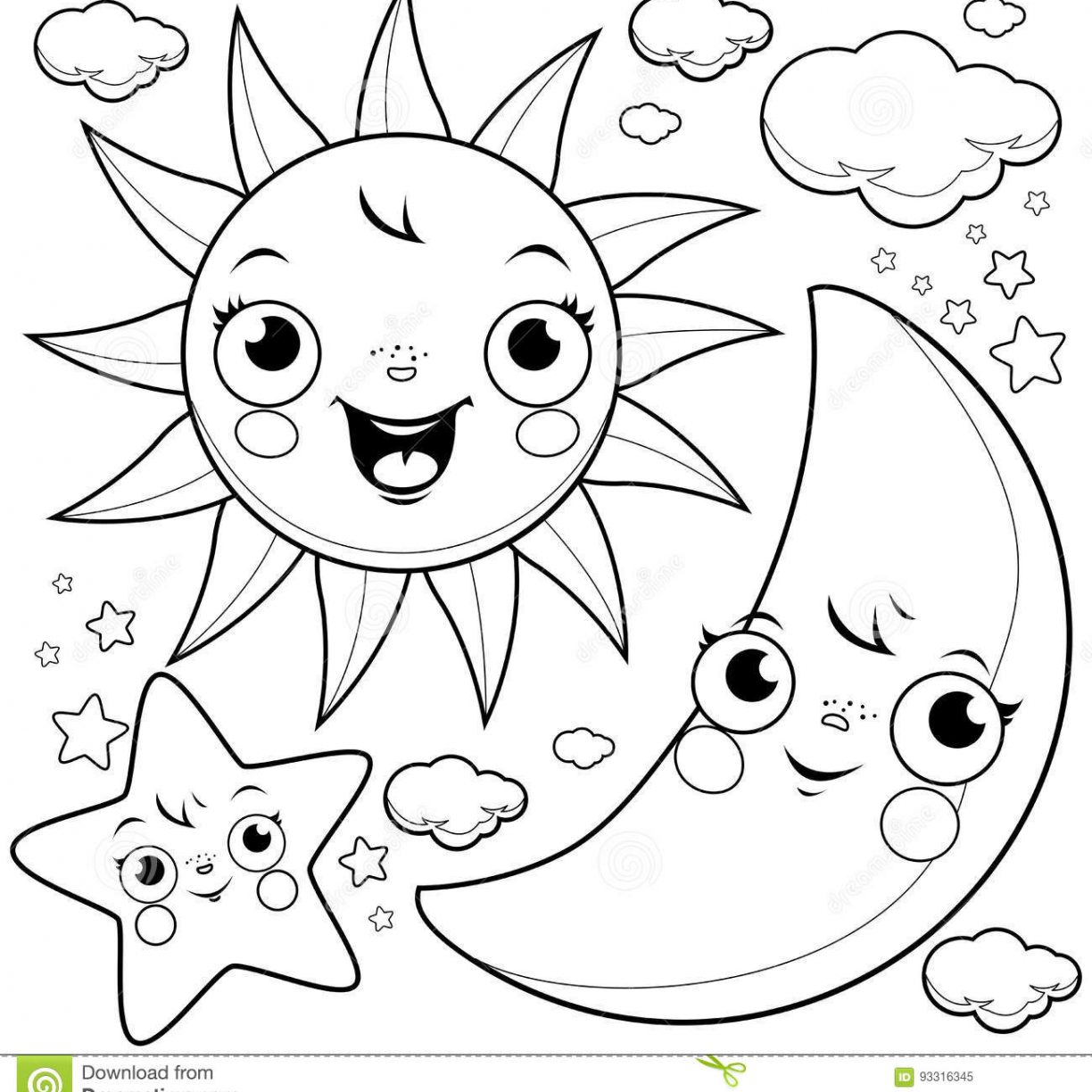 1224x1224 Stars And Moon Coloring Pages To Download Print Free Printable