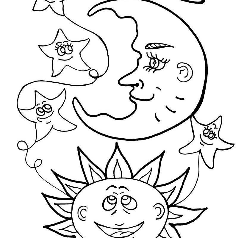 820x800 Free Coloring Page Stars And Moon Midnight Pages Printable Kids