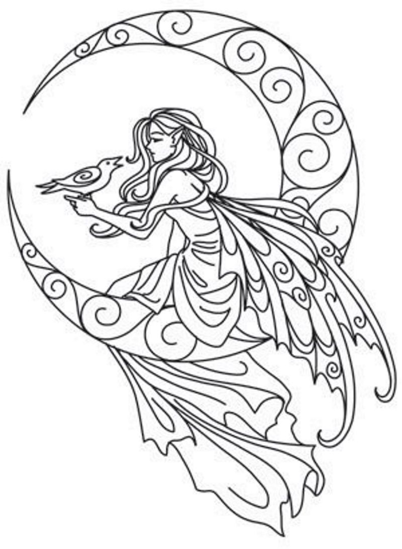800x1091 Fairy On The Moon Embroidery Pattern