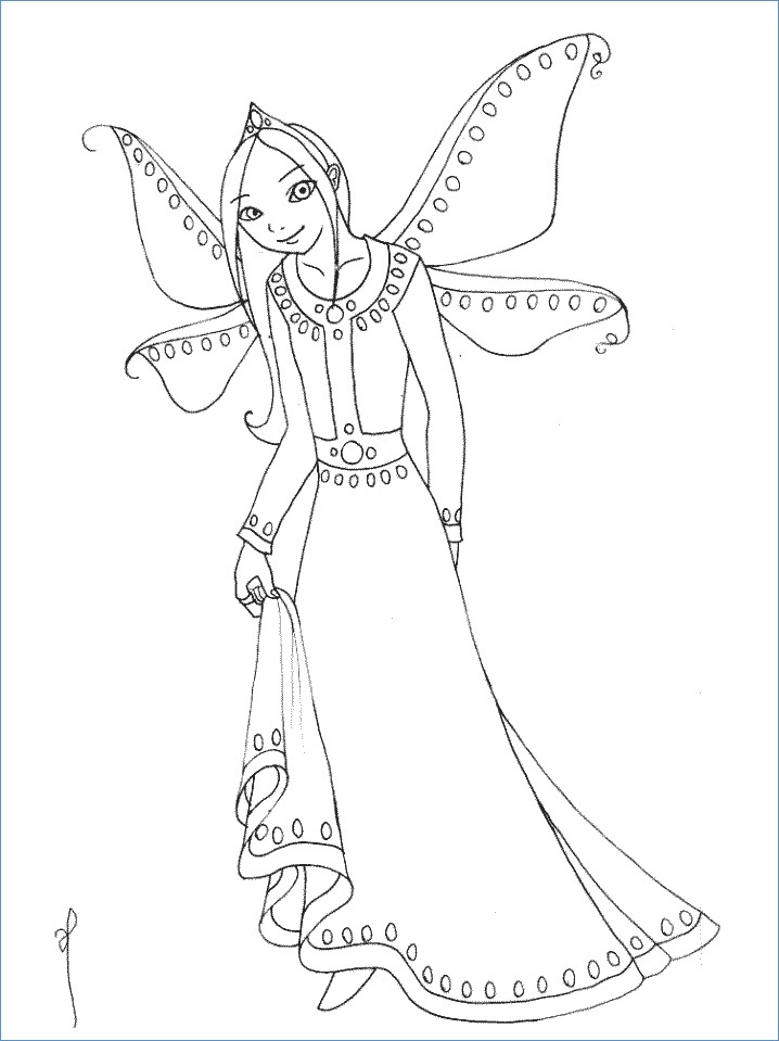 718x959 Flower Fairy Coloring Pages