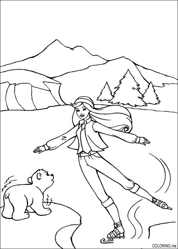 567x794 Coloring Page Barbie Ice Skating