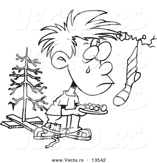 600x620 Vector Of A Cartoon Poor Christmas Boy Wanting More