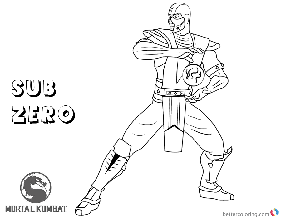 900x700 Mortal Kombat Coloring Pages Sub Zero