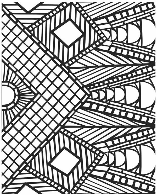 600x747 Awesome Geometric Mosaic Coloring Page