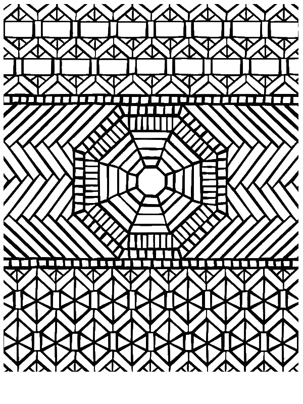 600x800 Traditional Pattern Mandala Mosaic Coloring Page