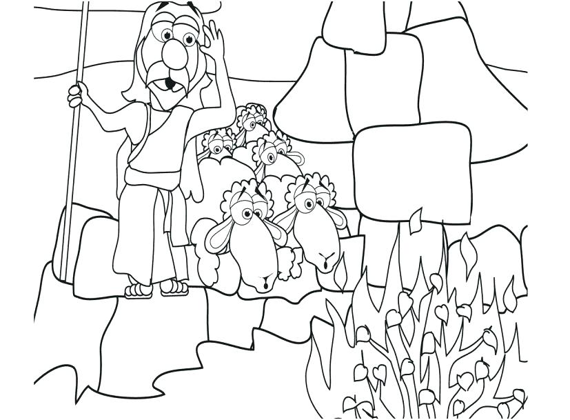 827x609 Moses And The Burning Bush Coloring Pages S Moses Burning Bush