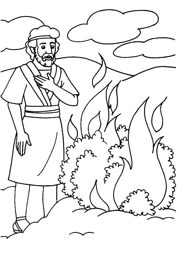 595x842 Moses Burning Bush Coloring Page And The Burning Bush Coloring