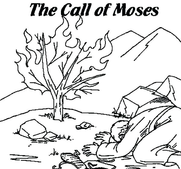 600x561 Moses And The Burning Bush Coloring Page