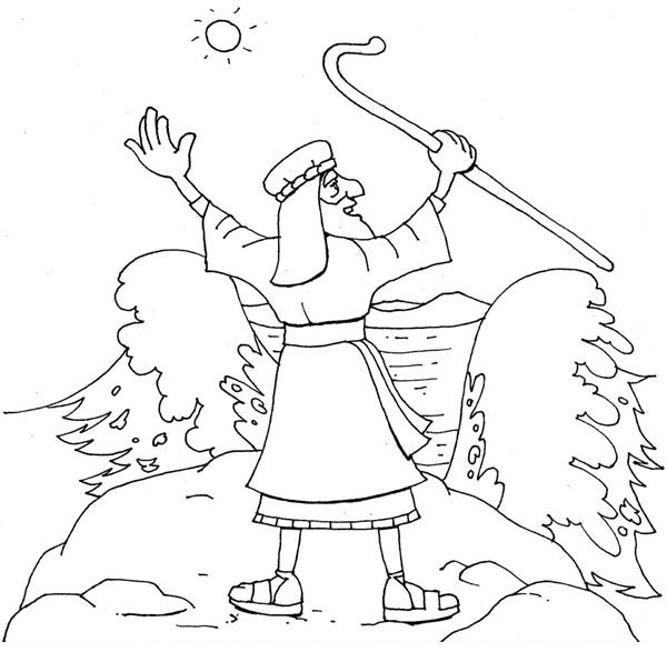600x587 Moses About To Divide Red Sea Coloring Page Color Luna
