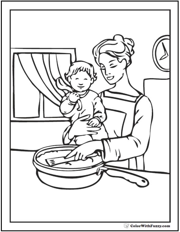 590x762 Mother Day Coloring Pages Mom And Baby Coloring Pages