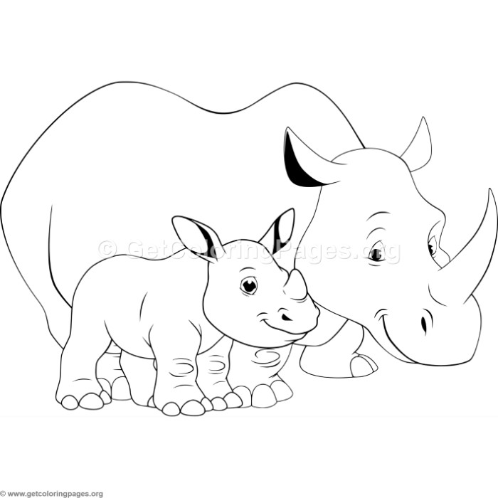 700x700 Mother Rhino And Baby Coloring Pages