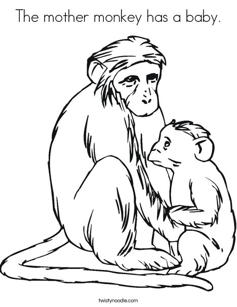 468x605 The Mother Monkey Has A Baby Coloring Page