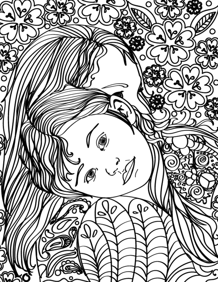 700x906 Free Printable Mother Daughter Hugging Adult Coloring Page