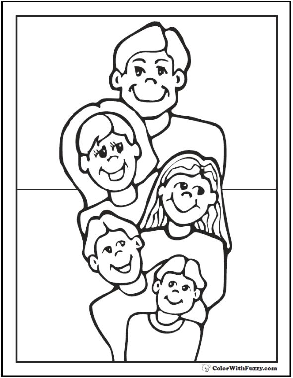 590x762 Family Father S Day Coloring Page Dad Mom Kids And Pages Family