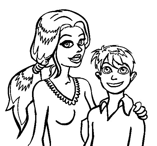 505x470 Mother And Son Coloring Page