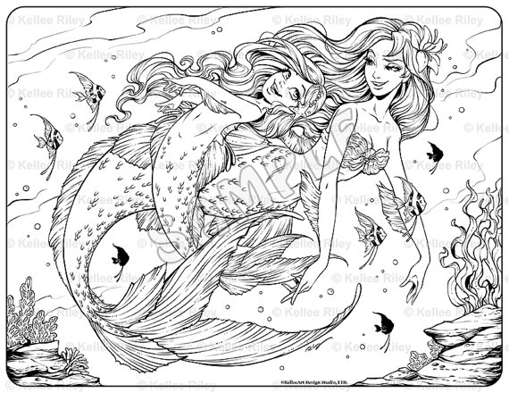 570x440 Underwater Playtime Adult Coloring Page