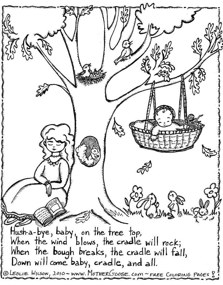 768x983 Hush A Bye Baby Lullabye Coloring Page, A Free Mother Goose