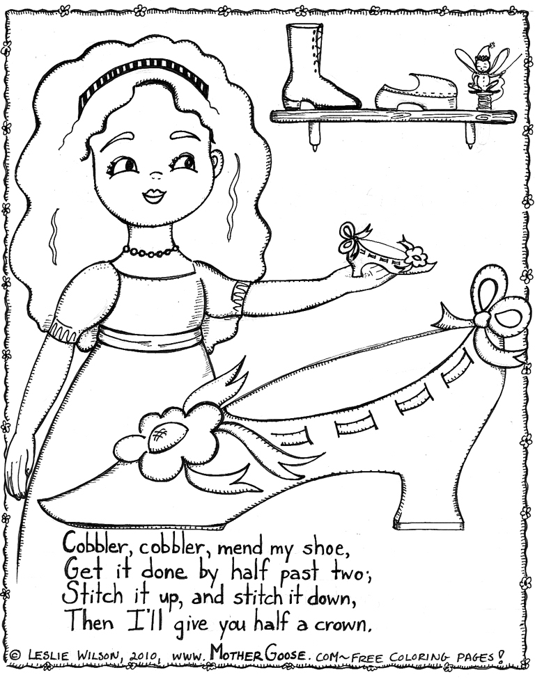 768x983 Cobbler, Cobbler Mend My Shoe Coloring Page, A Free Printable