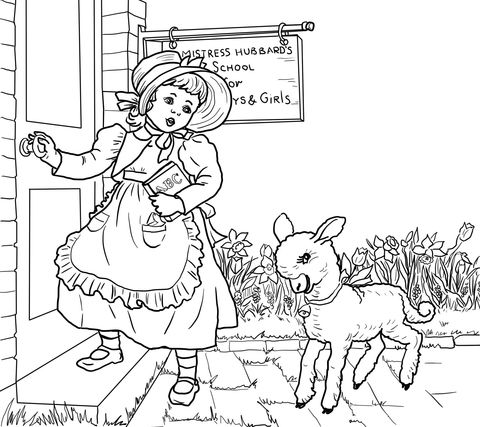 480x427 Mary Had A Little Lamb Nursery Rhyme Coloring Page From Mother